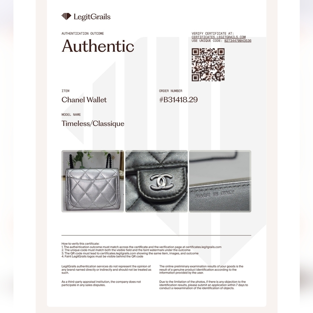 Authentic Chanel Classic Single Flap Small Matelassè Lambskin Leather Wallet COA - Picture 2 of 16
